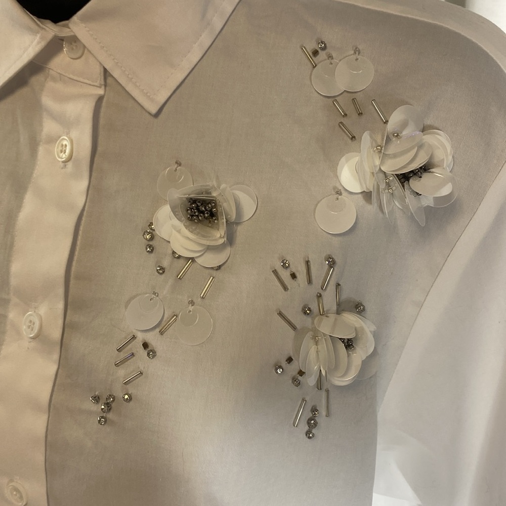 Zara JEWEL FLOWER SHIRT ZW COLLECTION Size S - Picture 11 of 15